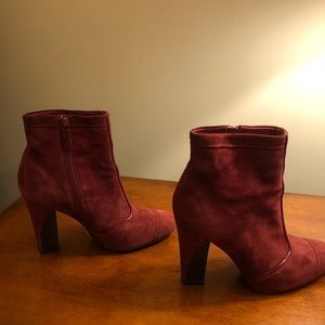 Cole Haan Burgundy Suede Booties